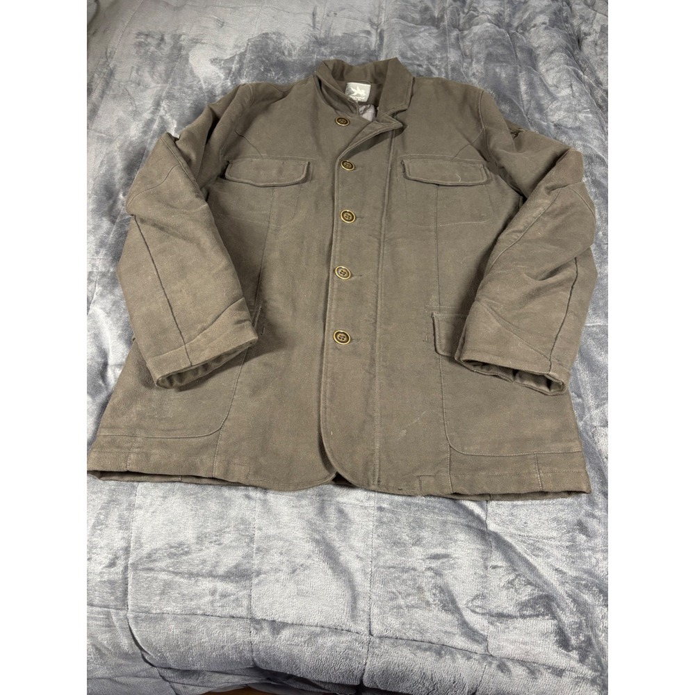 Spiewak & Sons Mens XL Field Jacket Brown Canvas Button Up Utility Coat 5489